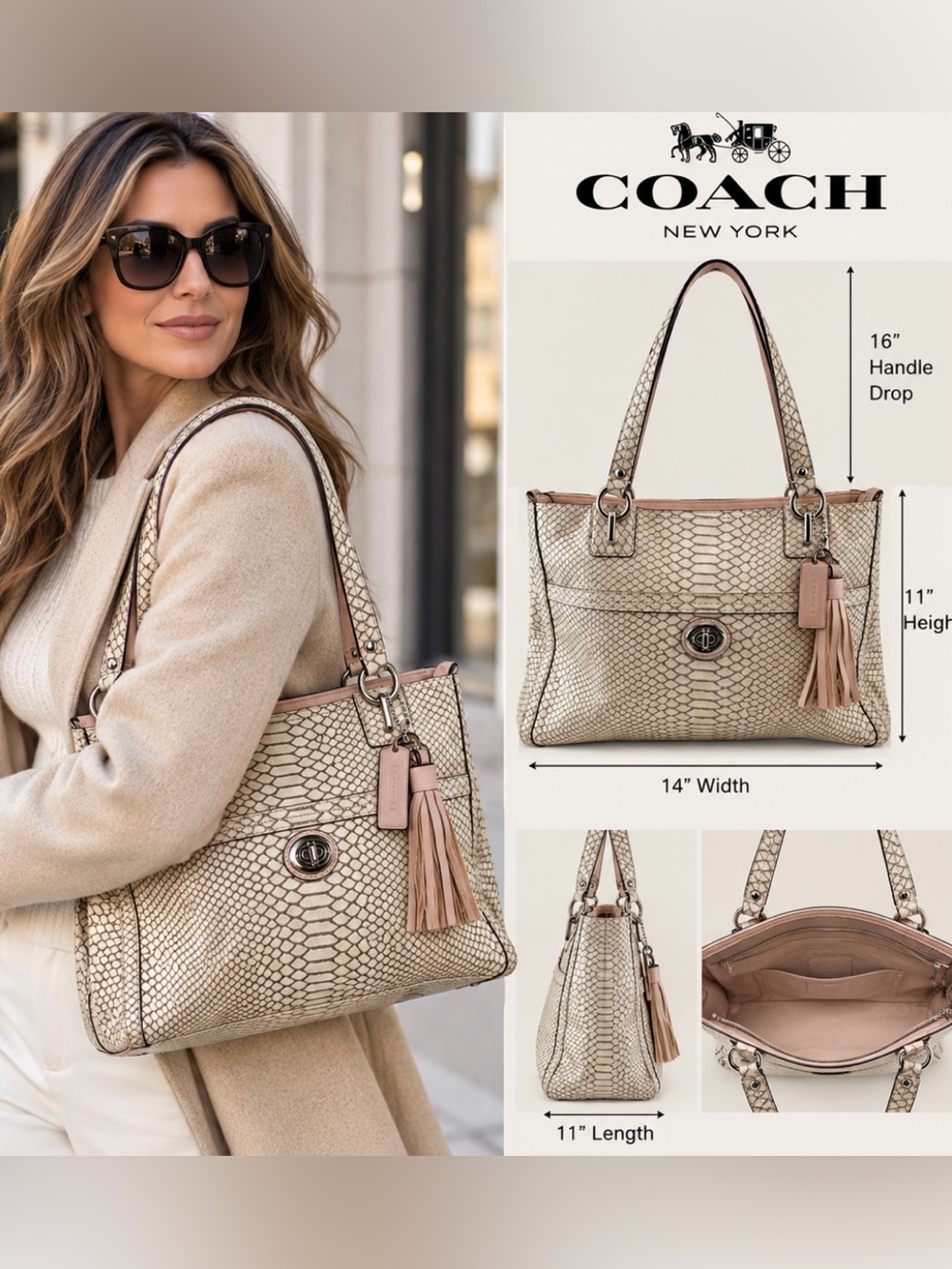 Coach Park Python Carryall (Model Style F24384)
